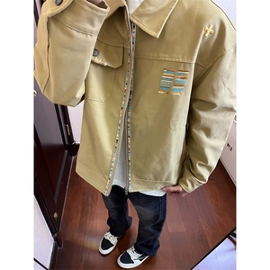 706-1-JK2837-P85  现货  秋季美式复古刺绣工装夹克情侣棒球服图片