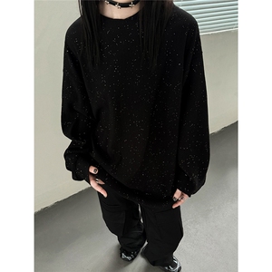 主推 慵懒风波浪纹满天星秋季卫衣男女圆领套头打底衫外套 特P38图片