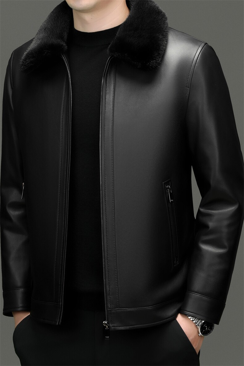 DLSN28193冬季水貂毛领羽绒服男绵羊皮外套休闲男装爸爸装,男装羽绒服,电商B360