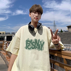 量大优供抖音视频支持得物配合二开美式满天星亮片短袖T恤MTX229，男装T恤，电商A486