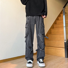 XZ221-1/K717/P75美式高街复古重工艺水洗直筒工装牛仔裤，男装牛仔裤，星座221-1
