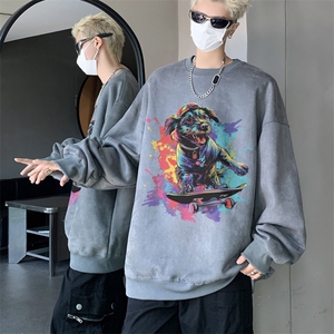秋装复古美式水洗做旧重磅麂皮绒卫衣301B-JB1506-p45图片