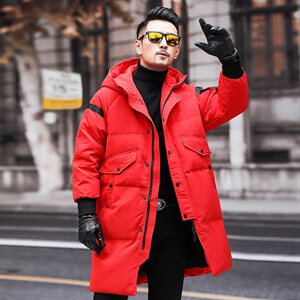 2020冬季新款男士时尚中长款90绒连帽羽绒服商务休闲简约大气保暖图片