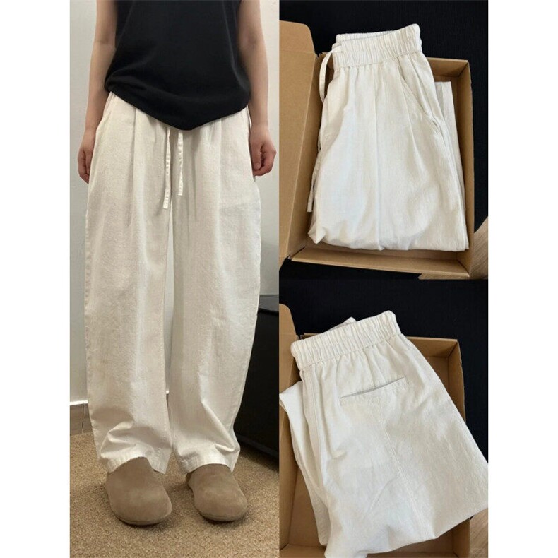竹节棉褶皱棉麻休闲裤 1302-8896-P65控98 成分100棉图片