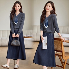 现货毛衣配半身裙两件套，女装套装/套裙，韩派