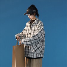 情侣中性风宽松大码千鸟格复合加厚呢料夹克外套/A338-1N115P90,男装夹克,电商D325