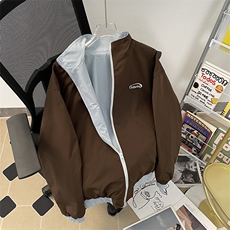 秋季夹克长袖方领立领宽松双面穿三条杠外套男潮新款JK323p70，男装夹克，电商D315