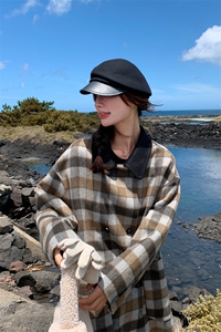 今年流行格子双面羊绒大衣女2024秋冬新款韩系高级感绵羊毛呢外套图片
