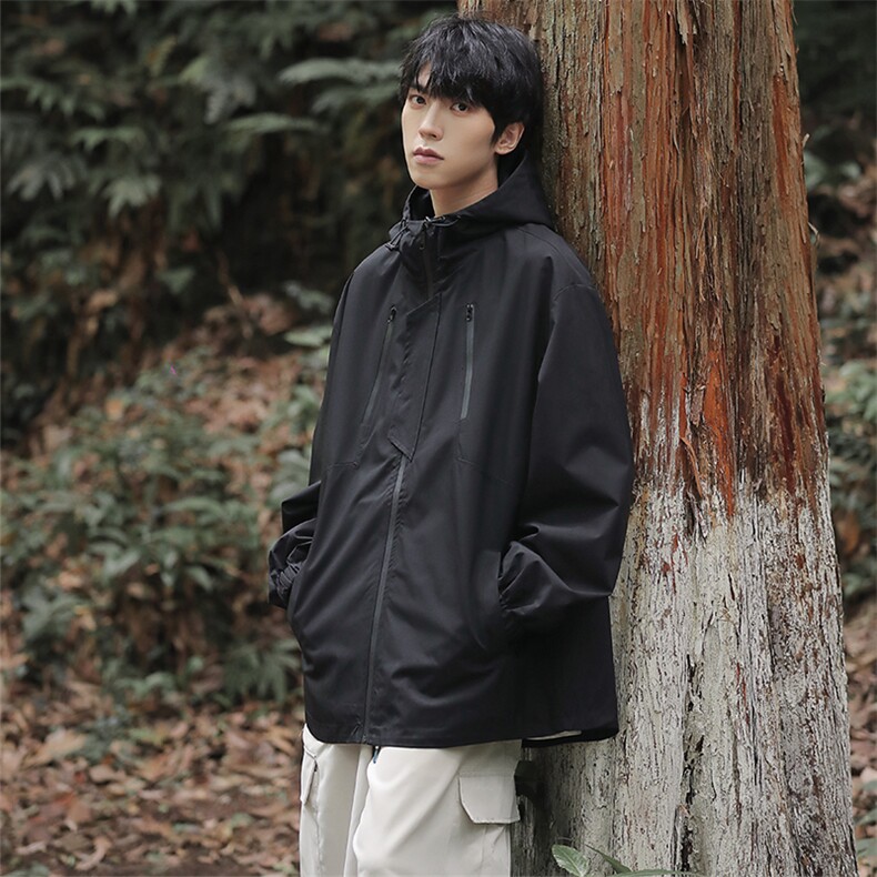 新款连帽冲锋衣夹克男山系户外潮流宽松休闲外套JK2307-P68,男装夹克,星座717