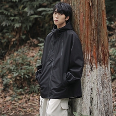 新款连帽冲锋衣夹克男山系户外潮流宽松休闲外套JK2307-P68，男装夹克，星座717