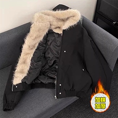 现货高品质美式高街冬季重磅硬挺短款座山雕毛领棉衣男女加厚外套，男装棉衣，电商A486