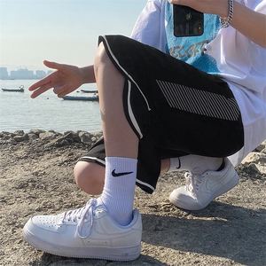 夏季休闲短裤男ins潮牌撞色拼接宽松直筒垂感五分运动裤DK055-P25图片
