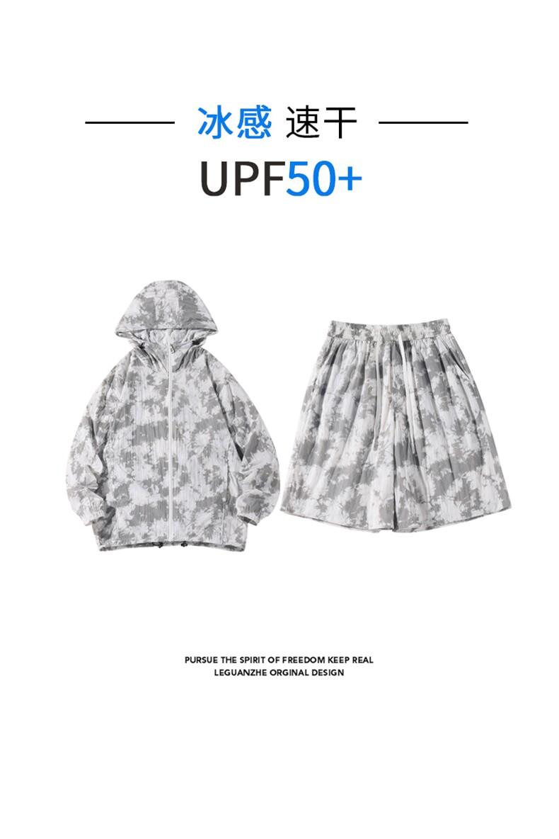 2024夏季新款港风白底大码成衣UPF50+M-5XHQ24422-特P75,男装休闲套装,电商A022
