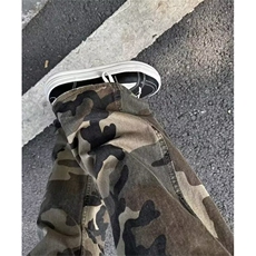 复古破洞刺绣迷彩工装裤男潮牌痞帅炸街直筒长裤KC8308，男装工装外套，星座1116A（原606A-3）