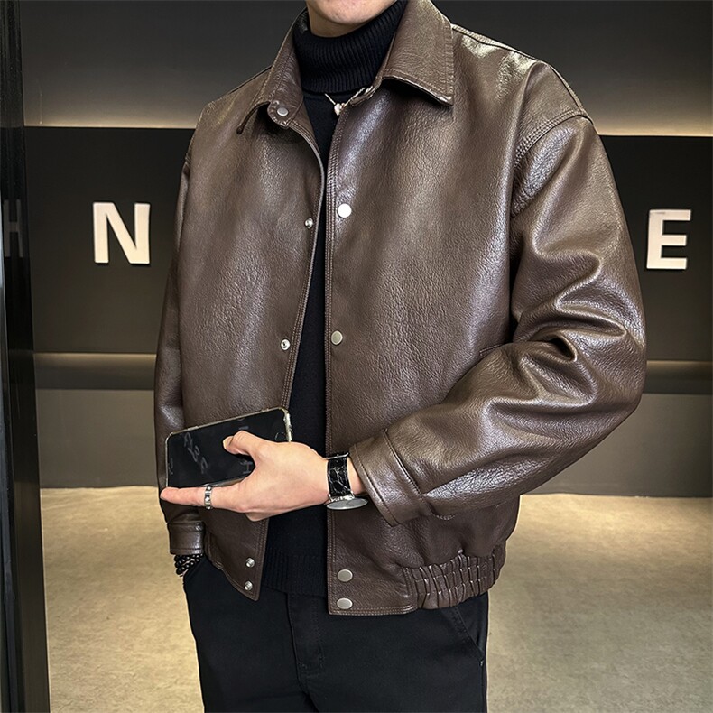 加绒皮衣外套男厚绒可过冬延续年底皮夹克短款C317-J6691-P155,男装夹克,电商C317