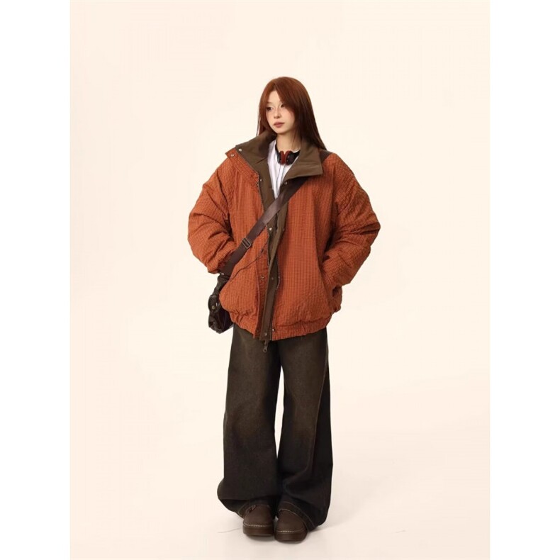 MA663-P93网图日系复古双面穿立领面包服棉服美拉德色系宽松棉衣,男装棉衣,星座1611A