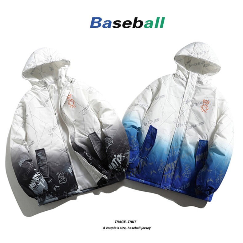 2023款渐变印花棉衣男连帽情侣棉服女宽松棉袄外套 3315-P90控138图片