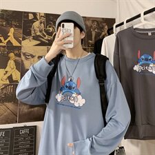 703-W7225秋季男士卡通彩虹云朵印花圆领套头卫衣，男装卫衣，星座703