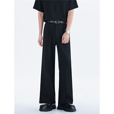 高级感西裤男女宽松垂感微喇叭裤纯色十分裤免烫黑色拖地裤阔腿裤，男装西裤，星座813-2