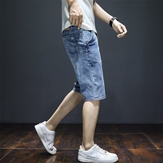 潮牌2025休闲短裤男潮流夏季薄款牛仔五分中裤宽松直筒XX2066，男装牛仔裤，星座208-5