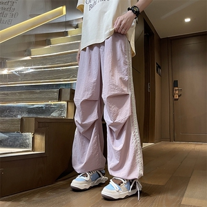 抽绳松紧腰工装裤2024港风新款美式高街直筒裤阔腿K680-P43图片