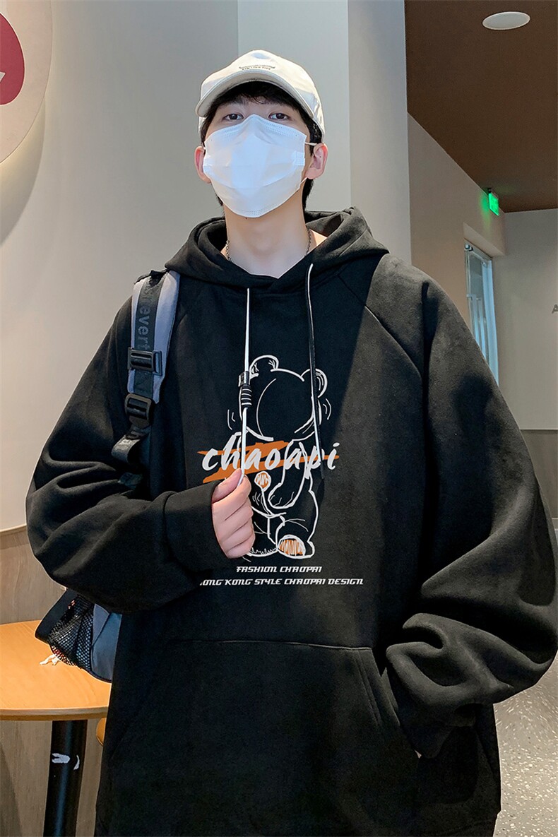 已注册港风抖音直播得物品质宽松麂皮绒连帽卫衣W6003P48,男装卫衣,电商C408-1(原B339-1)