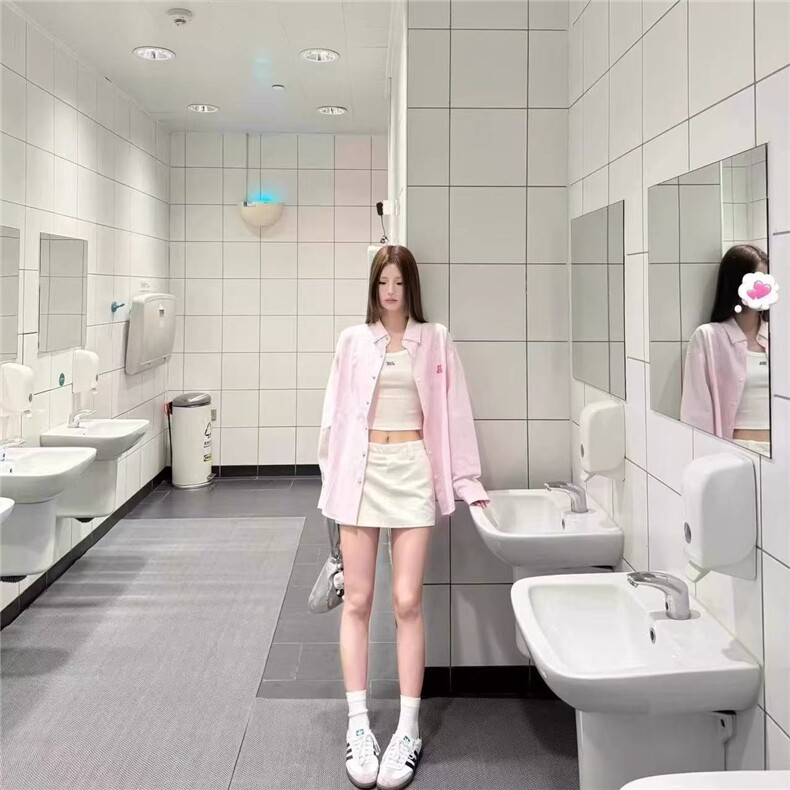 学院粉色衬衫夏季刺绣条纹开衫polo衬衣防晒外套美式穿搭宽松上衣,男装防晒衣,星座1210-1