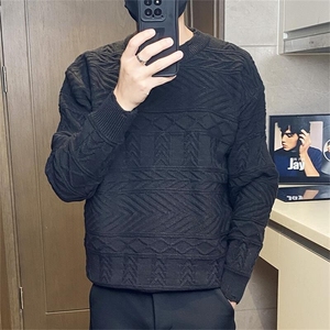 M3020-特P68圆领破洞毛衣男女宽松韩版百搭加厚粉色打底针织衫图片