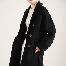 2025年秋季六个扣时尚百搭通勤休闲双面呢羊毛大衣，女装双面呢大衣，琳尚羊绒