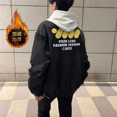美式加绒夹克棒球服男女秋冬新款高街潮牌情侣外套JNN715-P52，男装夹克，星座208-5