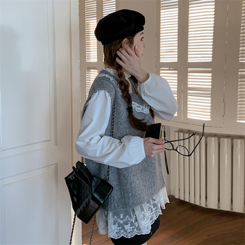 开春穿搭一整套女小个子2025超火独特超好看甜美减龄针织马甲套装,女装套装/套裙,维壹