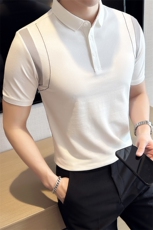 设计感夏季拼接半袖T恤翻领Polo衫新款潮流短袖体恤D342-T0242，男装T恤，电商D342