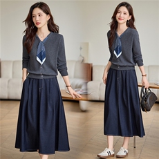 现货毛衣配半身裙两件套，女装套装/套裙，韩派