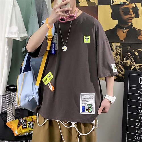 主推款夏季短袖t男潮流港风贴标重磅t恤衫A210-A8363-P35控58,男装T恤,星座210-3