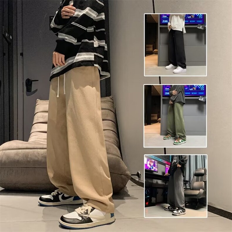 新款百搭潮牌潮流宽松直筒运动休闲长裤纯棉四色HK83P30图片
