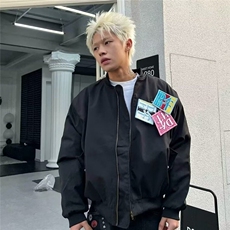 美式印花春季魔术贴外套男潮牌飞行员夹克休闲上衣棒球服宽松，男装夹克，星座218-1（原230）