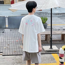 万针全刺绣工艺抖音得物高品质260克重磅纯棉双纱美式高街短袖T恤，男装T恤，电商A486