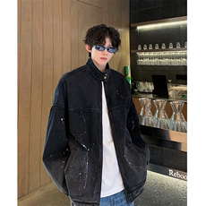 现货高品质男士水洗泼点宽松牛仔外套618A-JK110-P95控128，男装夹克，星座914-4