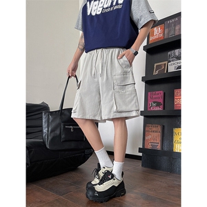 8XL-M 特大码冰丝短裤男五分裤褶皱休闲裤工装中裤DK1504P45控68图片