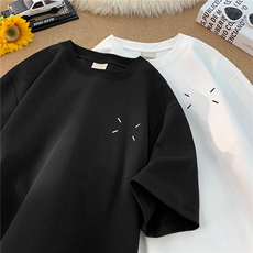 主推马吉拉刺绣情侣短袖T恤重磅基础百搭半袖上衣H951P28控38，男装T恤，电商A341