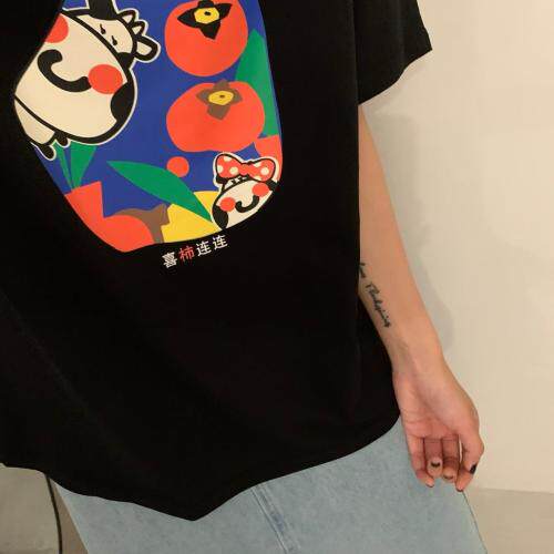 夏季新款牛年喜柿连连纯棉Ｔ，女装，tōkō-sen