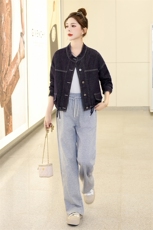 牛仔外套女春秋短款2025年新款设计感休闲宽松立领夹克小个子上衣，女装套装/套裙，美拉德工厂直营店