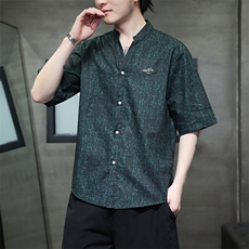 新中式提花风潮T恤短袖防香云纱龟裂纹汉服唐装T2418-P58，男装T恤，电商A227