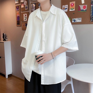 夏季文艺气质宽松型衬衫男日系潮流纯色衬衫潮五分袖 W3164-P25图片