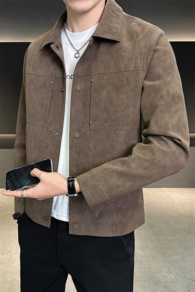 春季2026新款男士外套翻领高端麂皮夹克上衣服A313-5889-P145,男装夹克,电商A313