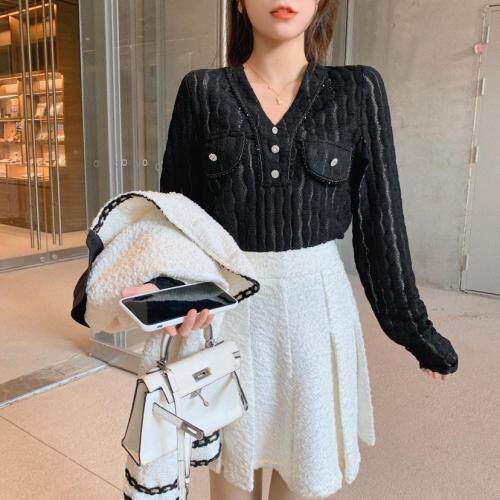 2021春季新品V领上衣,女装,M.W 嫚维