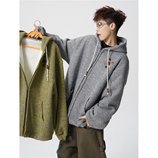美式复古设计感针织连帽外套男女小众慵懒卫衣开衫潮牌WY21P78，女装短外套，电商D206-1
