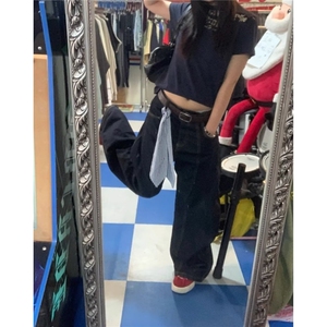 【现货】DA461-特批48美式复古设计感弯刀牛仔裤男女宽松百搭裤图片