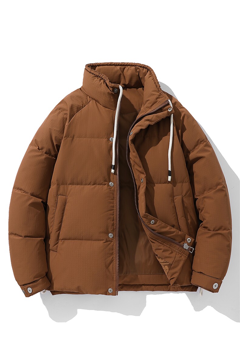 新标90%白鸭绒简约立领抽绳外套纯色加厚羽绒服ESY0205-P210,男装羽绒服,电商B306