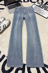 B221美式ins高街暗黑宽松微喇竹节纹牛仔裤LK25585-特P50控78图片